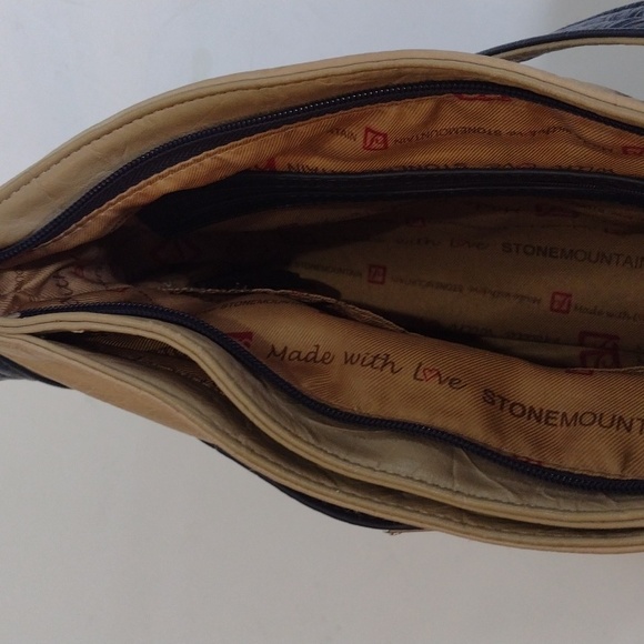 STONE MOUNTAIN LEATHER Shoulder Bag Navy Cream - Picture 9 of 16